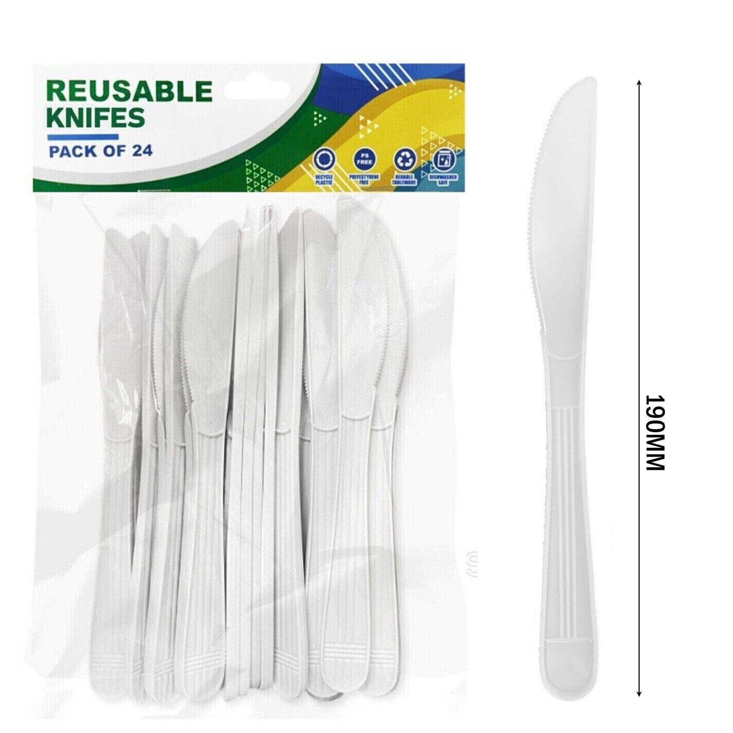 White Plastic Cutlery Embossed Designs