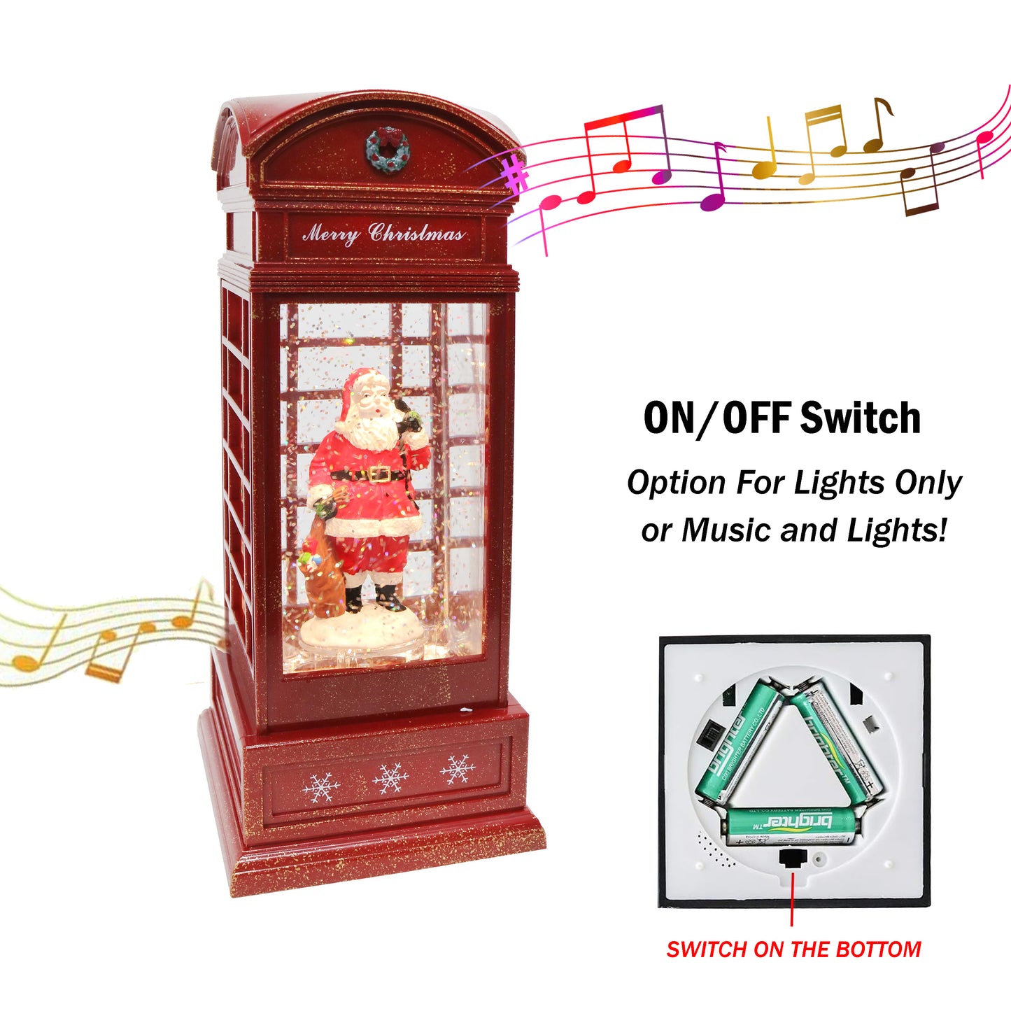 Christmas Light Up Musical Phonebooth - Santa -