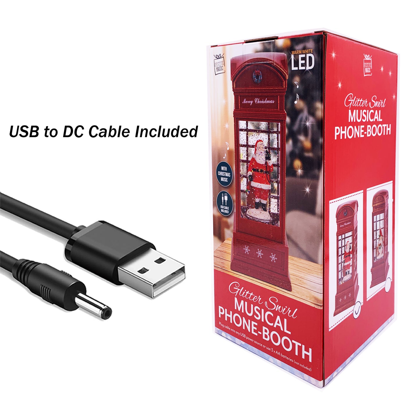 Christmas Light Up Musical Phonebooth - Santa -