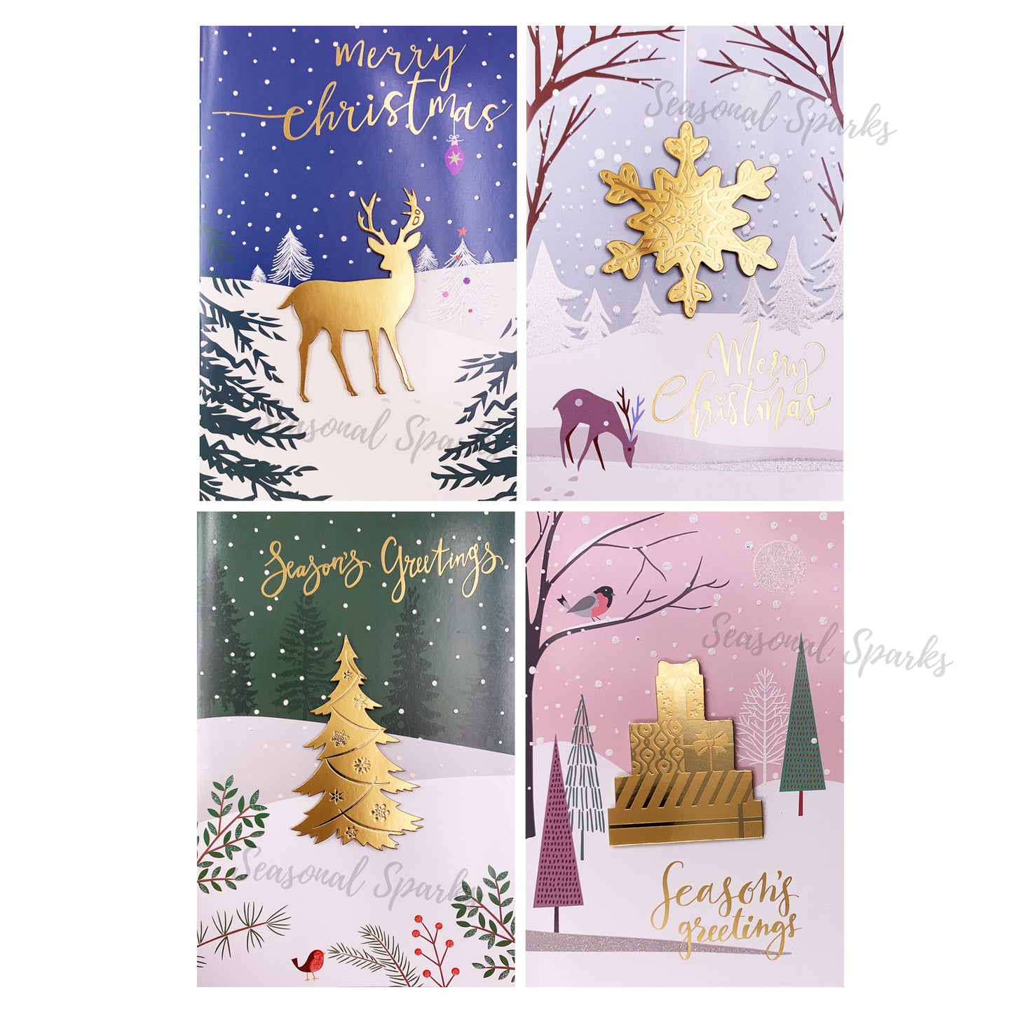 Snowing 3D Christmas Greeting Cards & Envelopes – Pack of 12