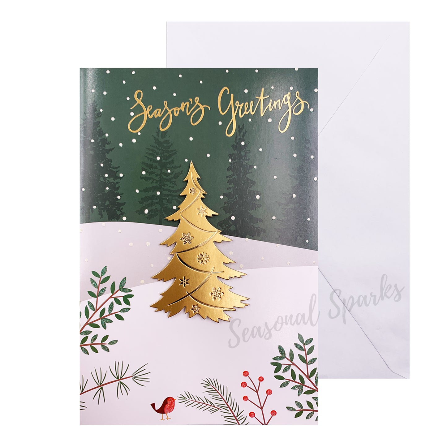 Snowing 3D Christmas Greeting Cards & Envelopes – Pack of 12