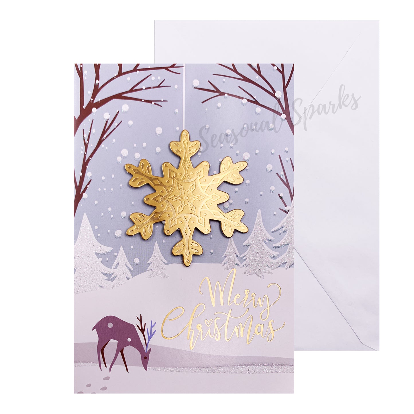 Snowing 3D Christmas Greeting Cards & Envelopes – Pack of 12