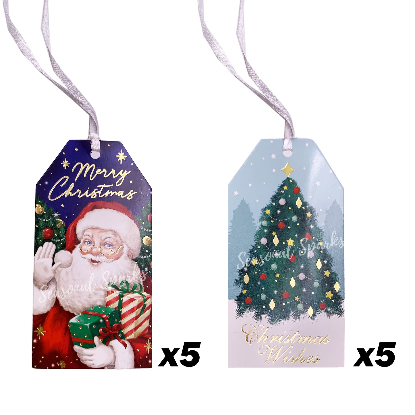Santa Gold Foil Gift Tags – Pack of 10