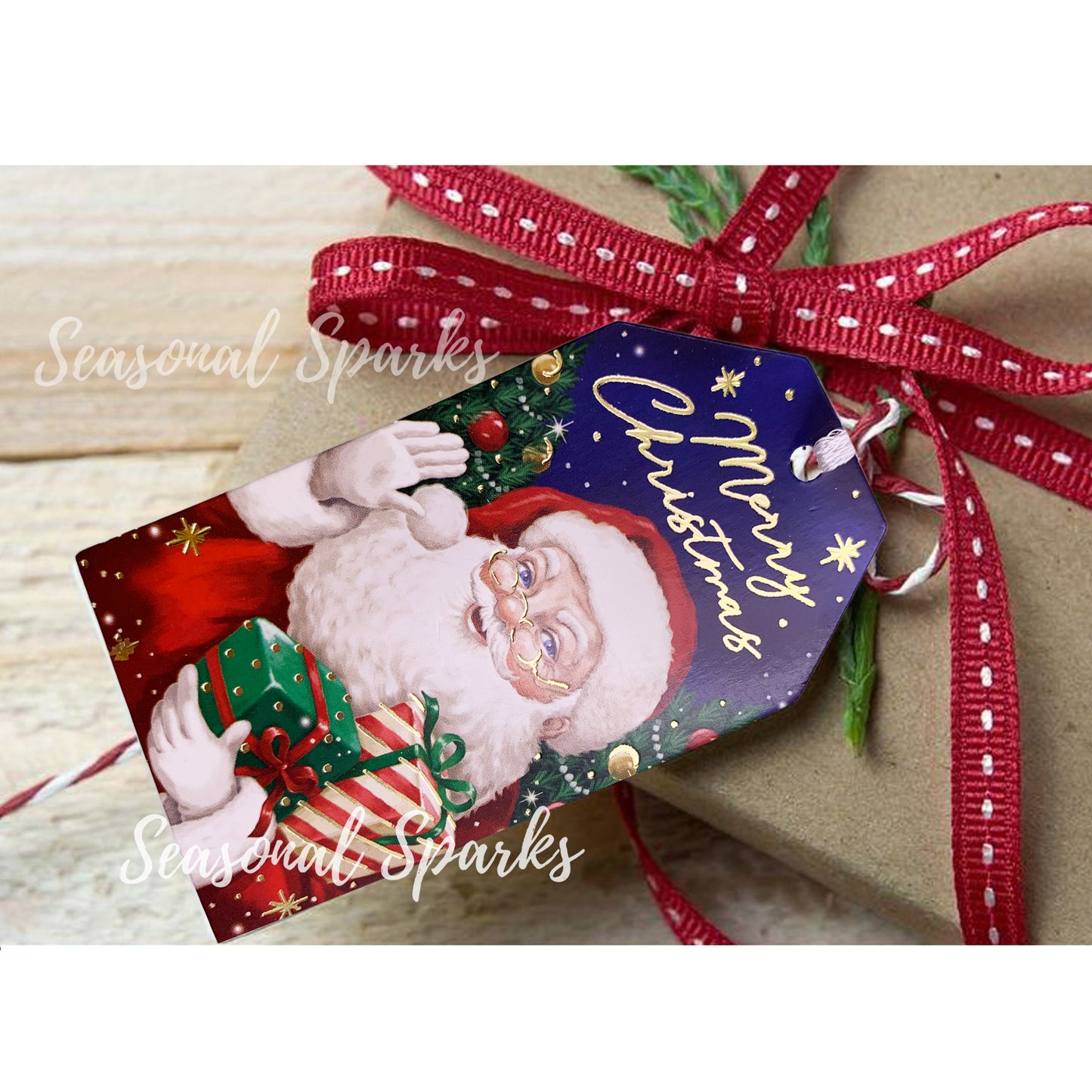 Santa Gold Foil Gift Tags – Pack of 10