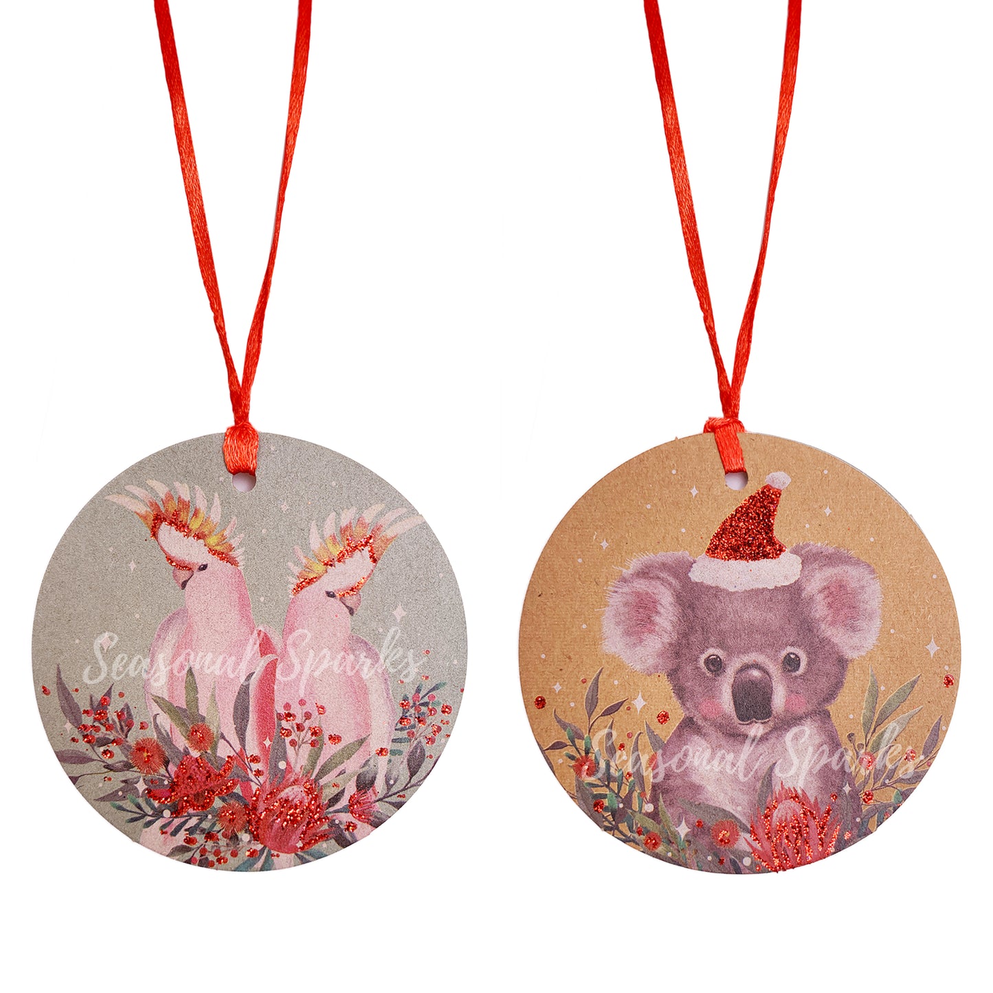 Animal Red Glitter Gift Tags – Pack of 10