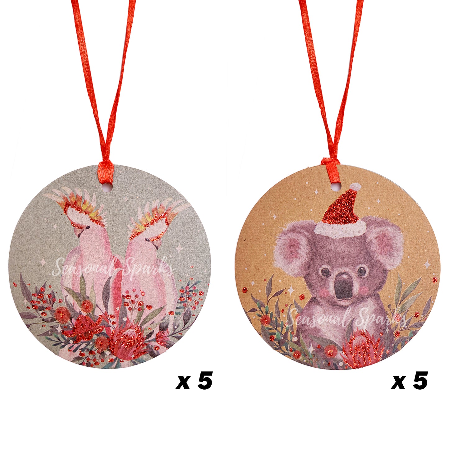 Animal Red Glitter Gift Tags – Pack of 10