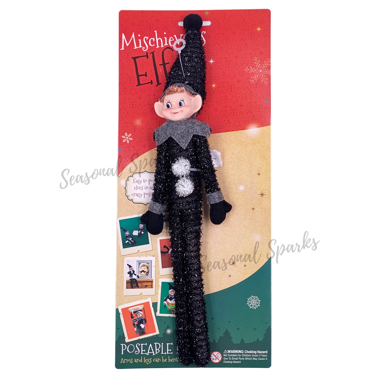 Bendable Black Elf Metallic Tinsel - Pom Pom