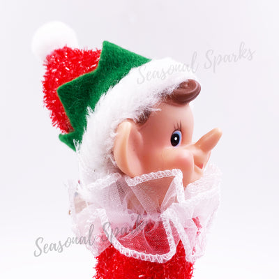 Bendable Red Elf Metallic Tinsel - Ruffle Collar