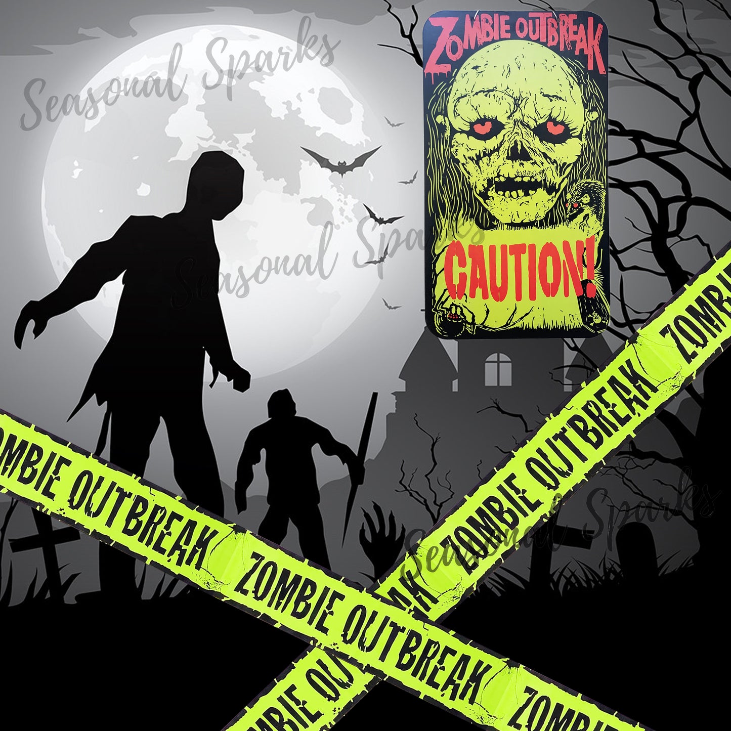 Zombie Warning Signs- Pack of 4