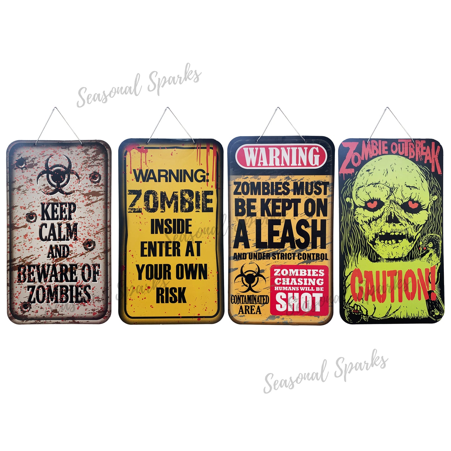 Zombie Warning Signs- Pack of 4