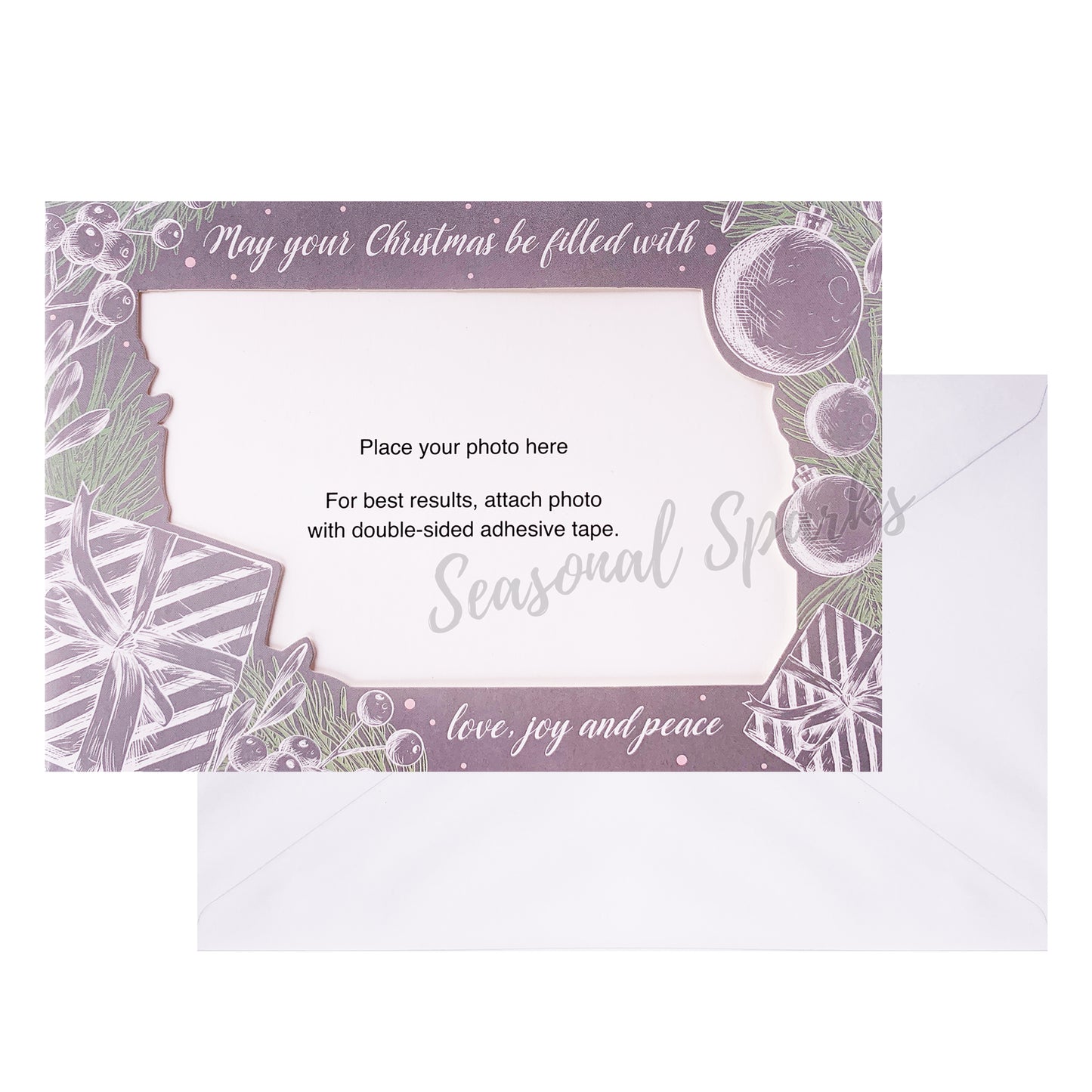 Christmas Cards Photo Frame Cards & Envelopes – Pack of 12