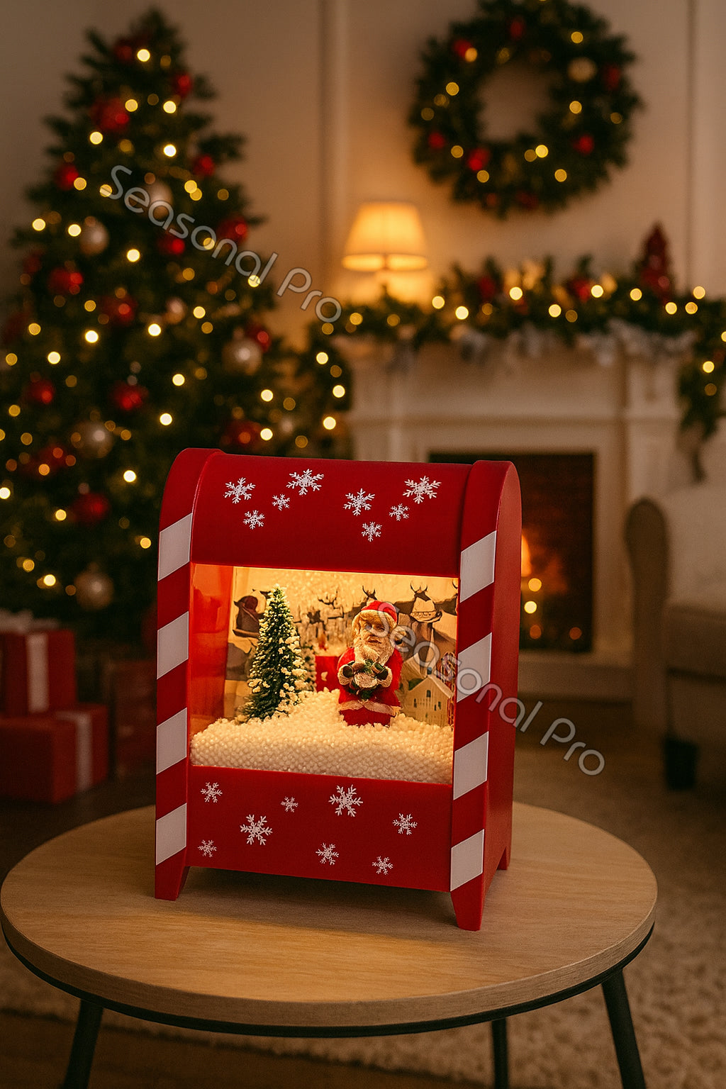 Snowing Musical Mailbox Christmas Decoration Light Up Santa Snowman Gingerbread