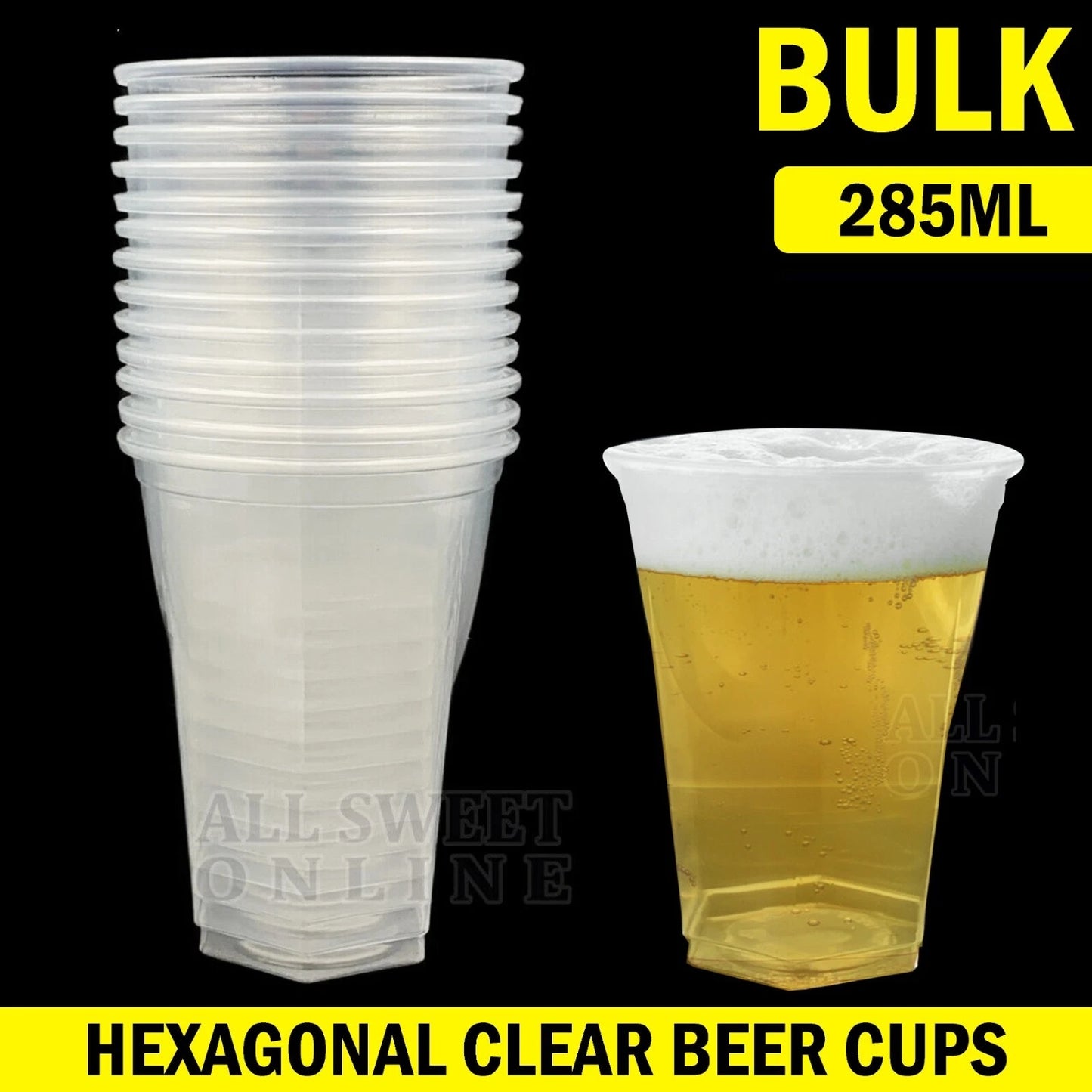 200pcs of 285ml Clear Hexagonal Beer Tumbler Drinking Water Cups