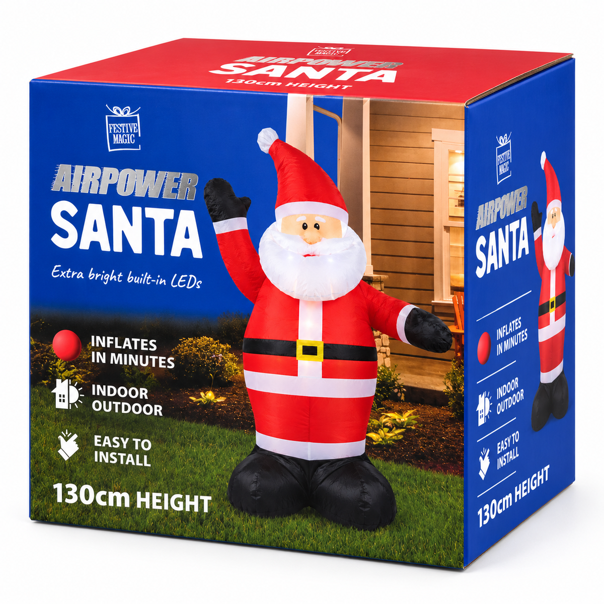 Festive Magic 130cm Airpower Inflatable Santa with LED Lights