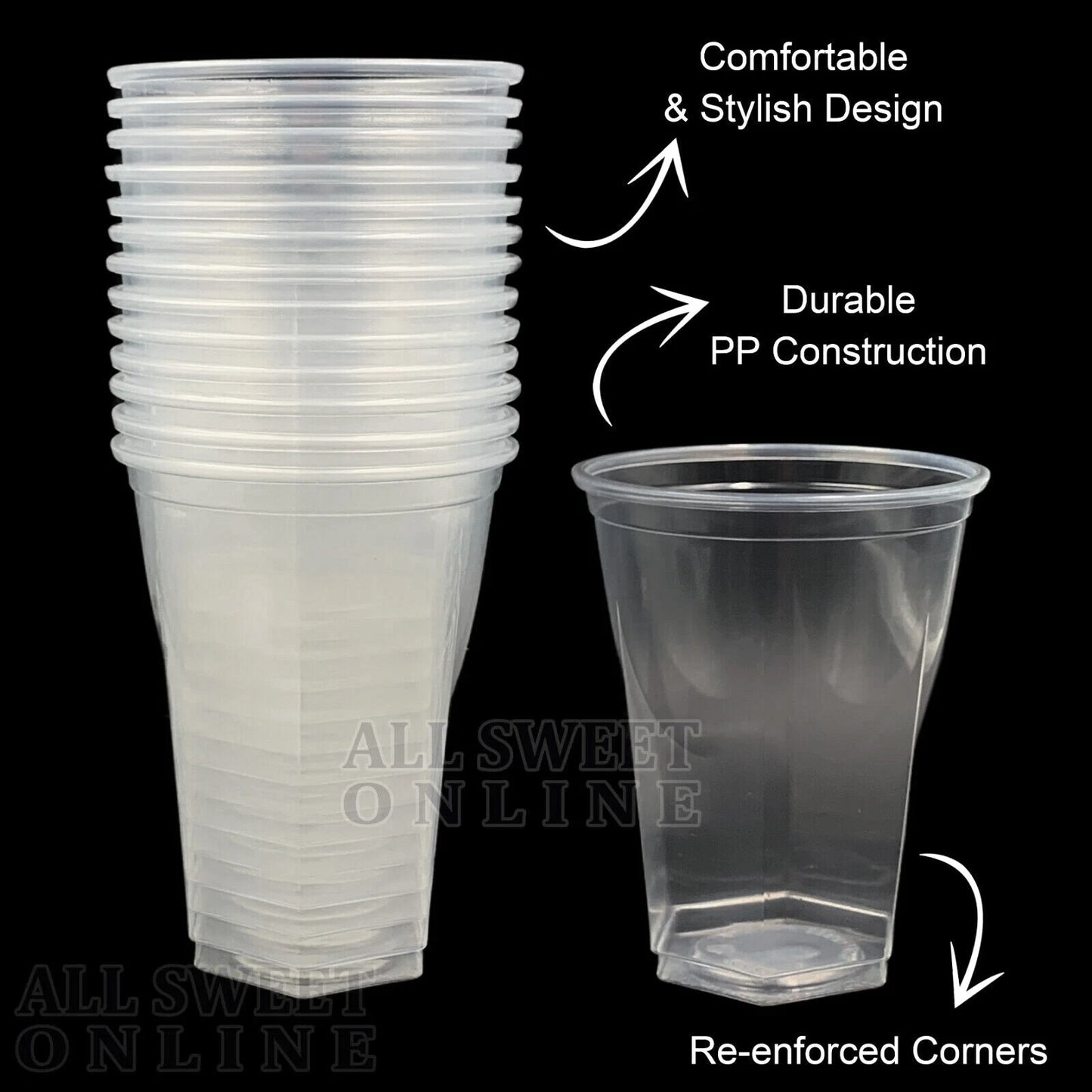 200pcs of 285ml Clear Hexagonal Beer Tumbler Drinking Water Cups