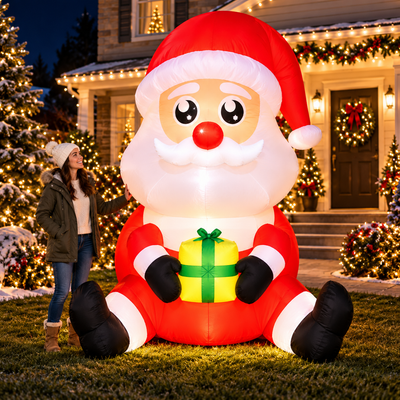 Festive Magic 240cm Inflatable Santa with LED Lights Christmas Outdoor Decoration
