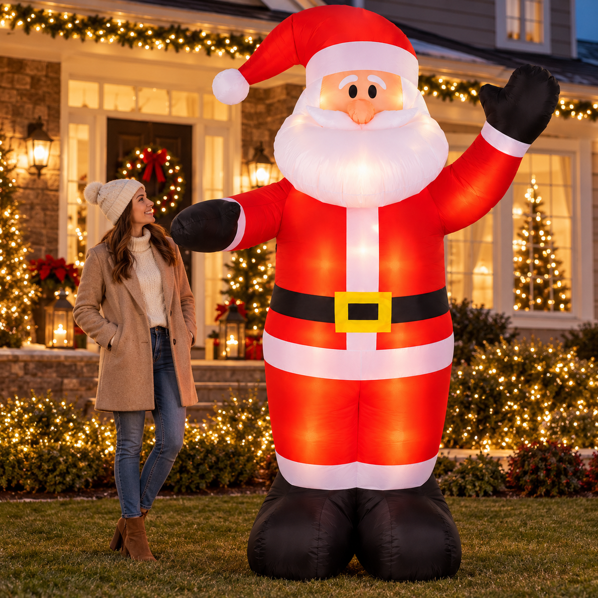 240cm Inflatable Santa Claus with LED Lights – Indoor & Outdoor Christmas Decoration