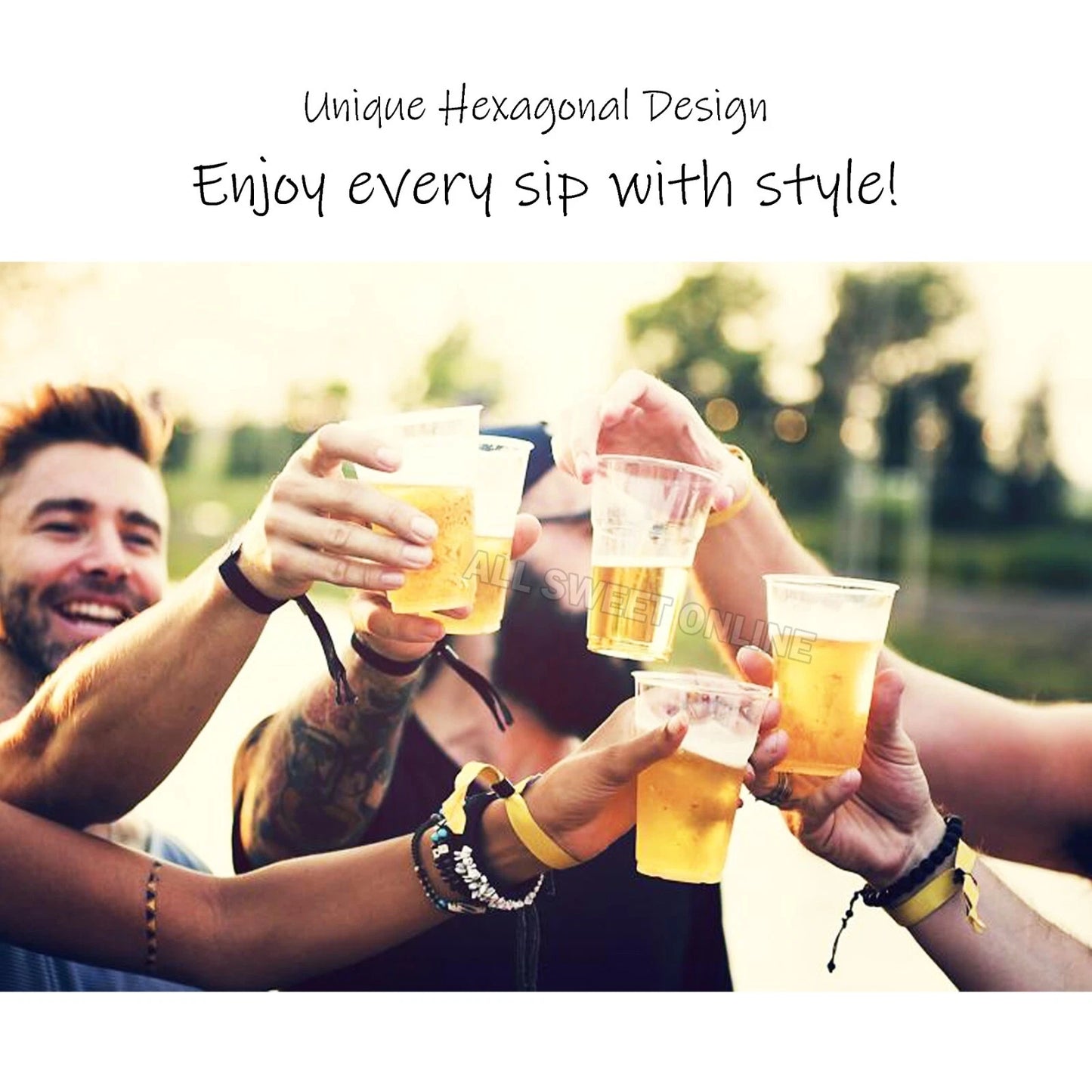 200pcs of 285ml Clear Hexagonal Beer Tumbler Drinking Water Cups
