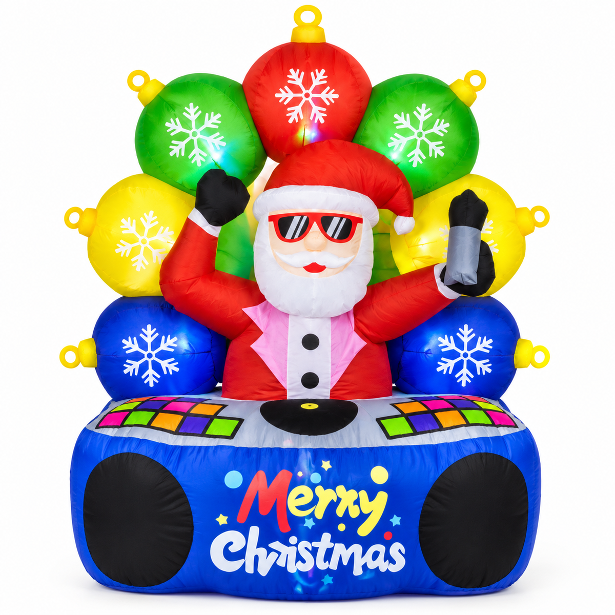 Inflatable DJ Santa with Music & LED Lights – Christmas Decoration