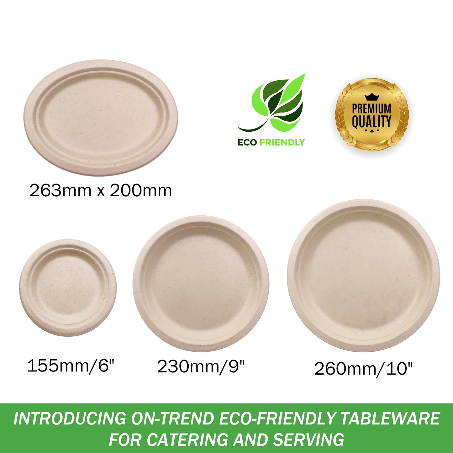 60pcs 260mm Brown Paper Plates