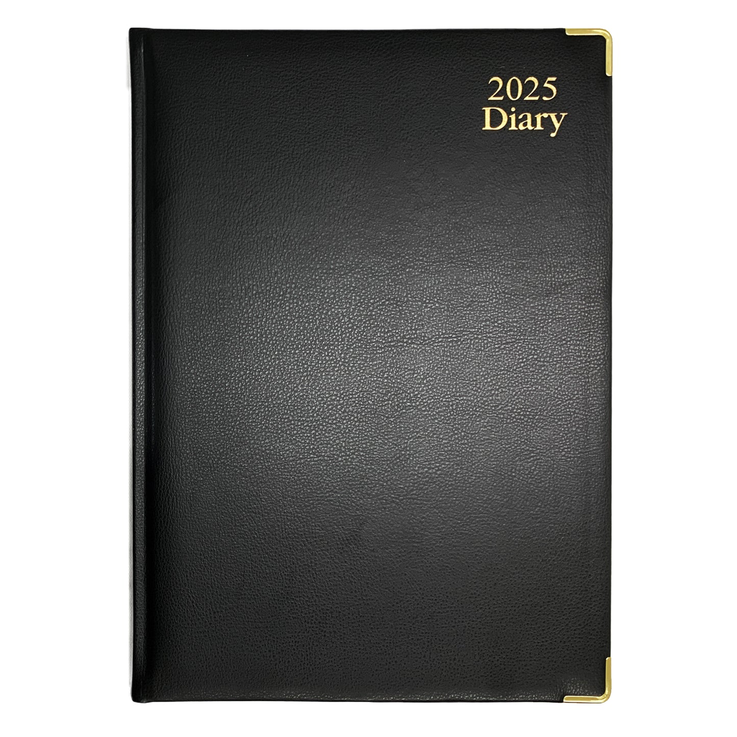 2025 Diary A4 Week To View Gold Edge/Black