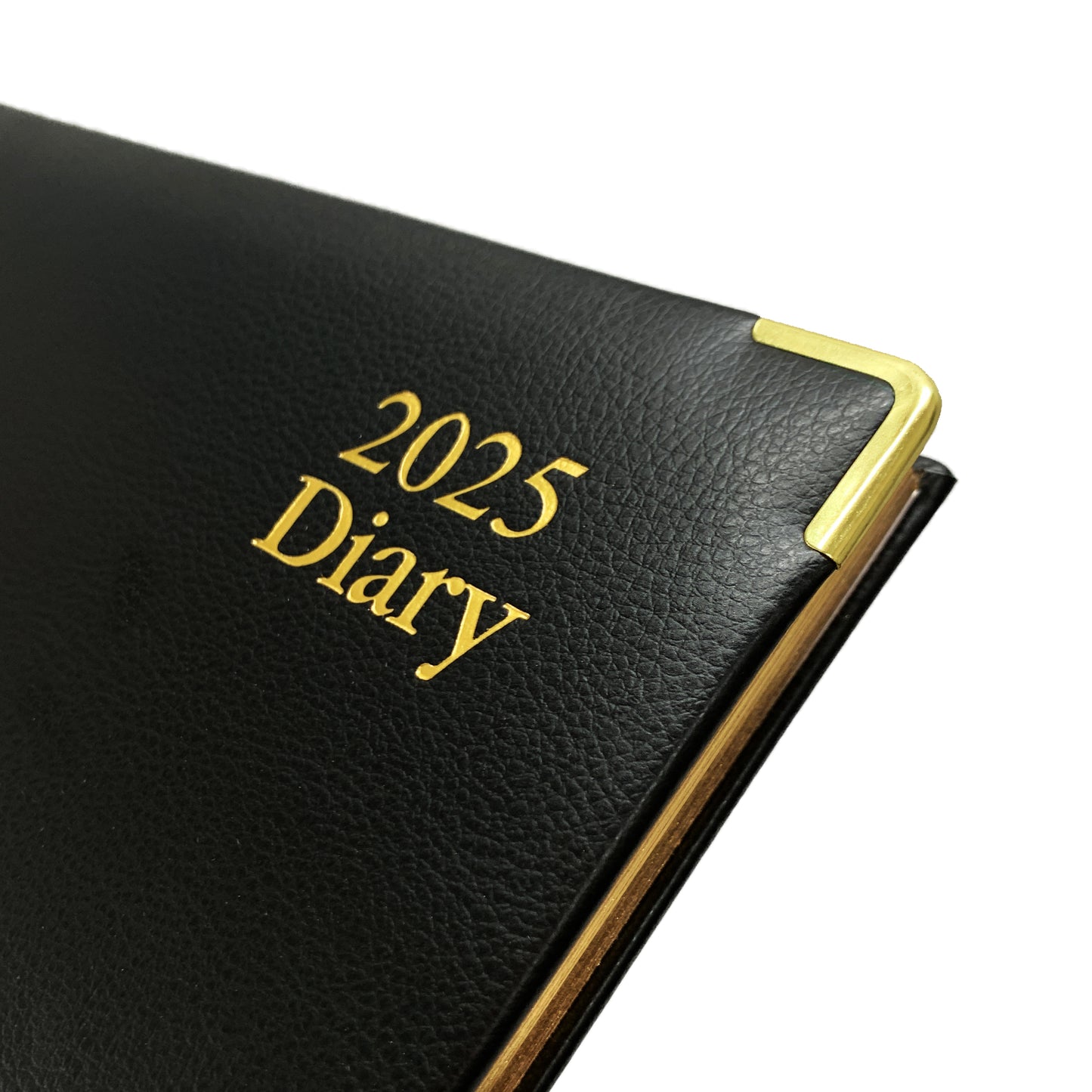 2025 Diary A4 Week To View Gold Edge/Black