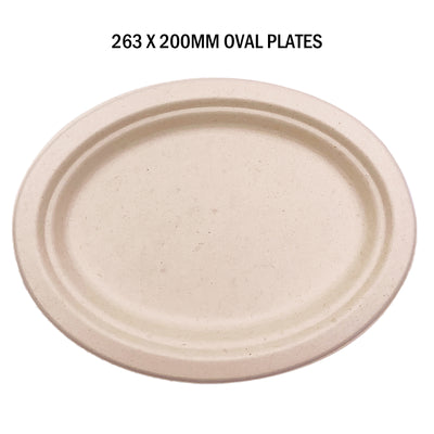 60pcs 263x200mm Brown Paper Oval Plates