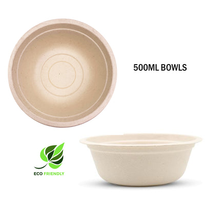 60pcs 500ml Brown Paper Bowls