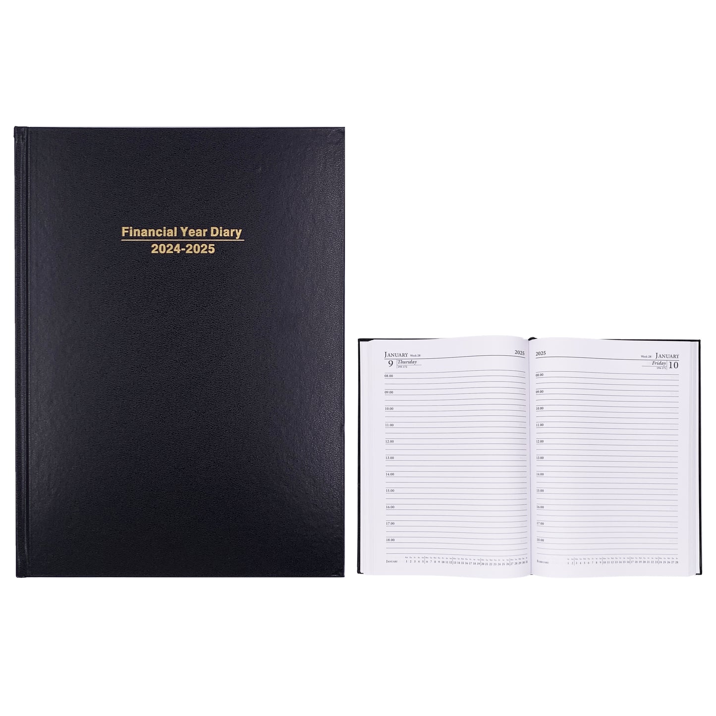 2024 2025 Financial Year Diary A4 Day To View Black