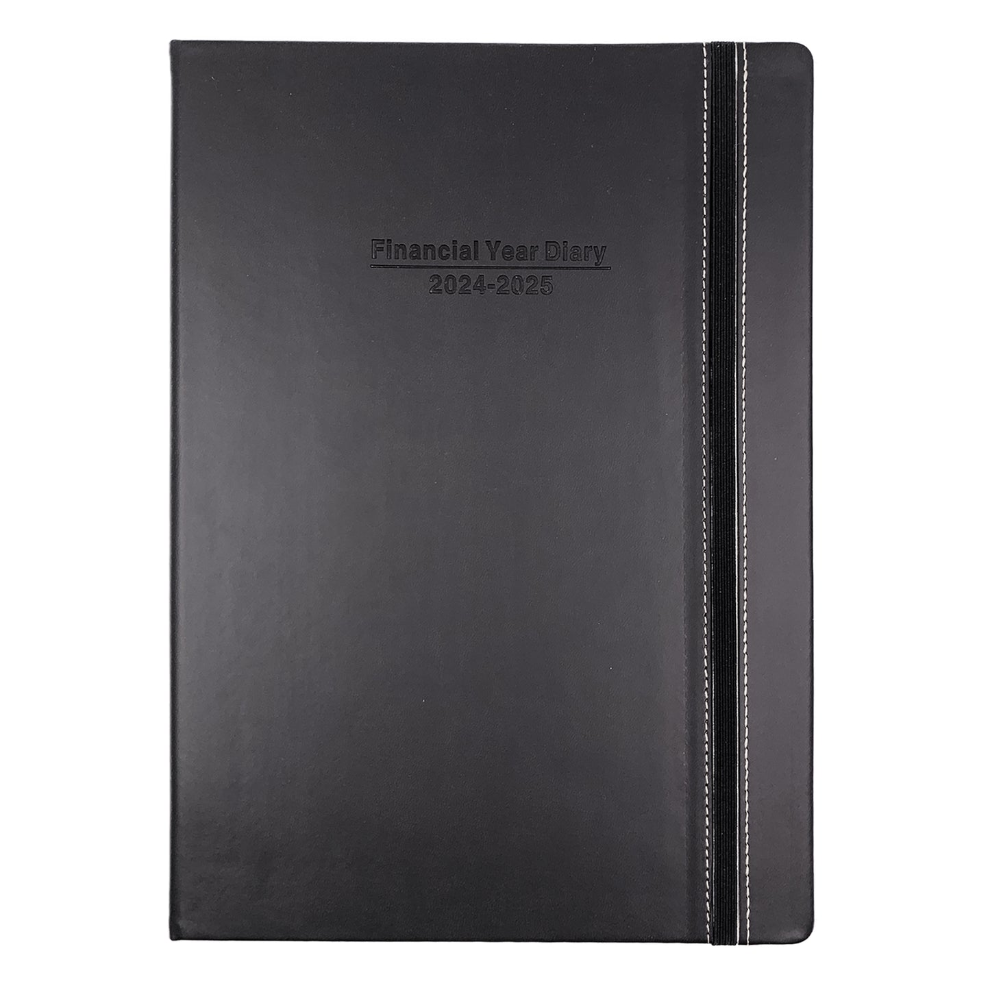 2024 2025 Financial Year Diary A4 Day To View Black / Elastic Band