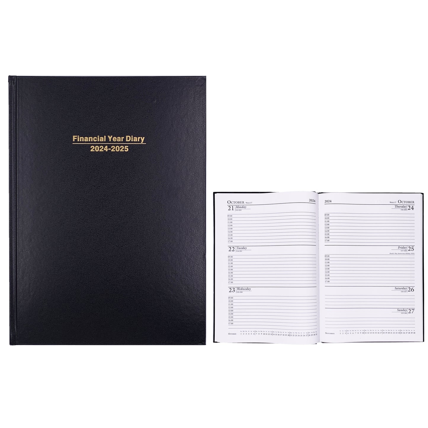 2024 2025 Financial Year Diary A4 Week To View Black