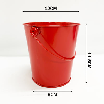 6PACK Vivid Coloured Metal Easter Buckets with Handle -12cm-