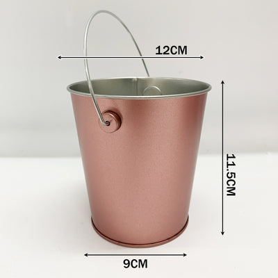 6PACK Rosegold Metal Easter Buckets with Handle -12cm-