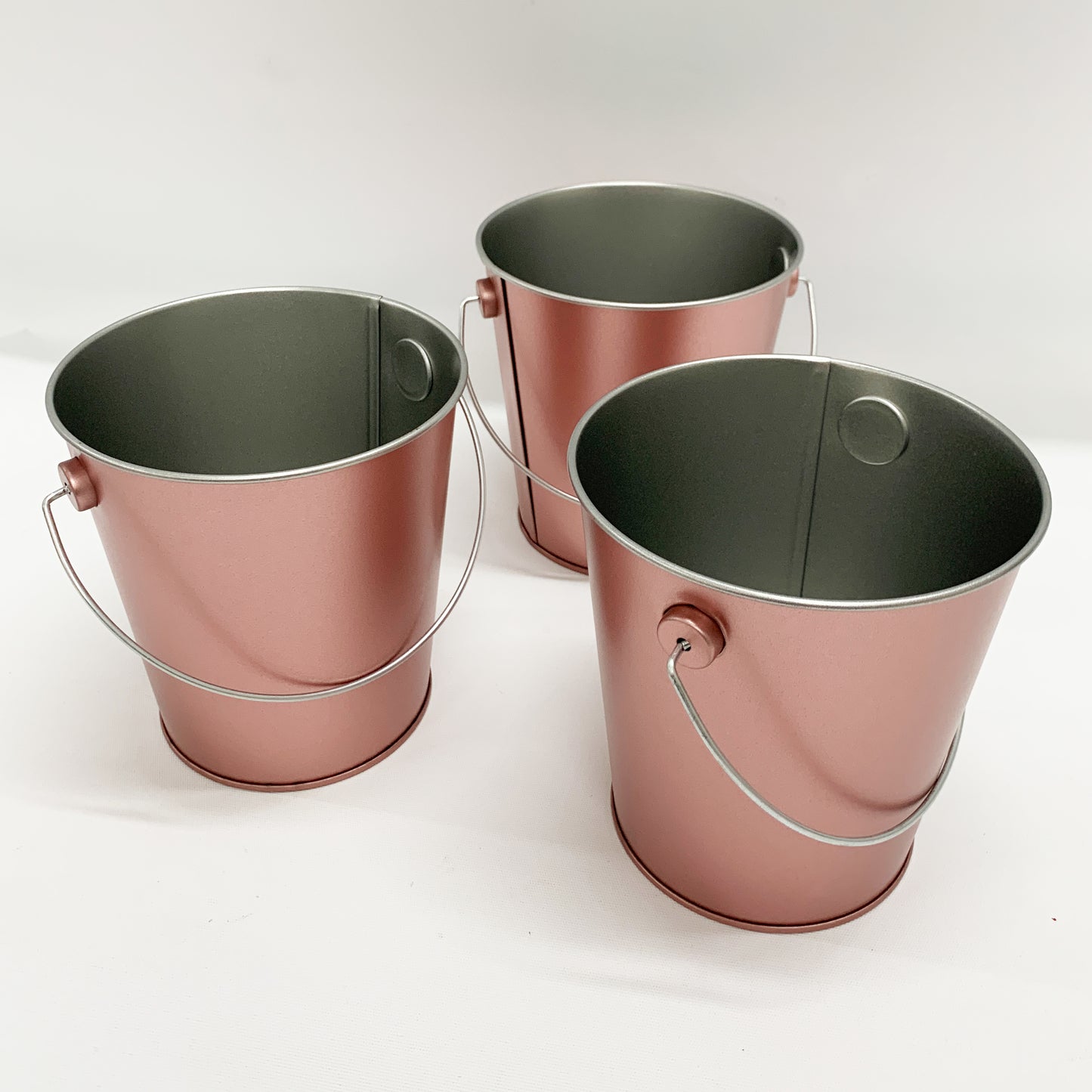 6PACK Rosegold Metal Easter Buckets with Handle -12cm-