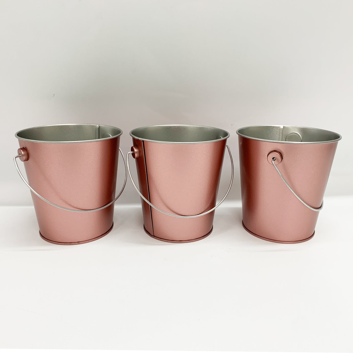 6PACK Rosegold Metal Easter Buckets with Handle -12cm-