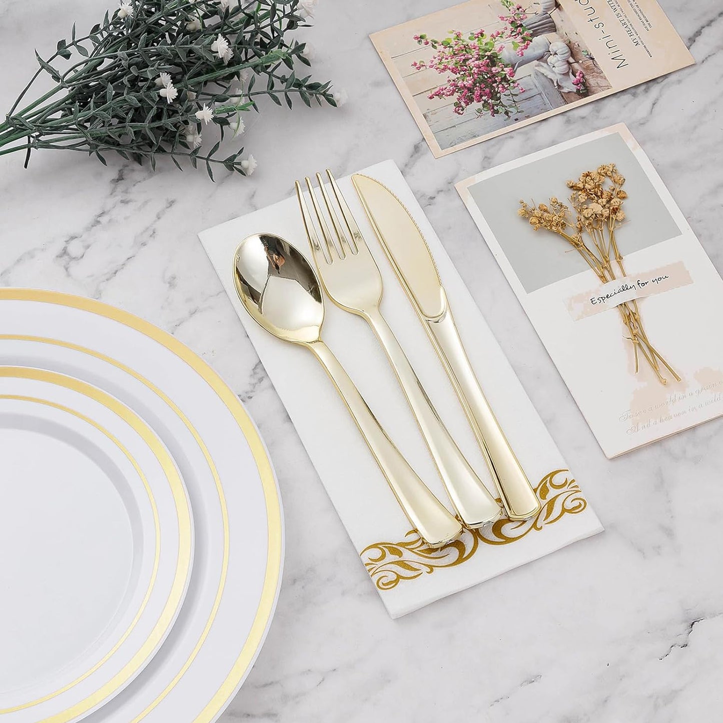 Reusable Metallic Gold Plastic Cutlery -BULK