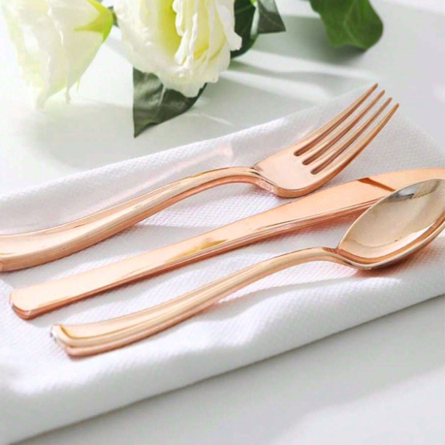 Reusable Metallic Rosegold Plastic Cutlery