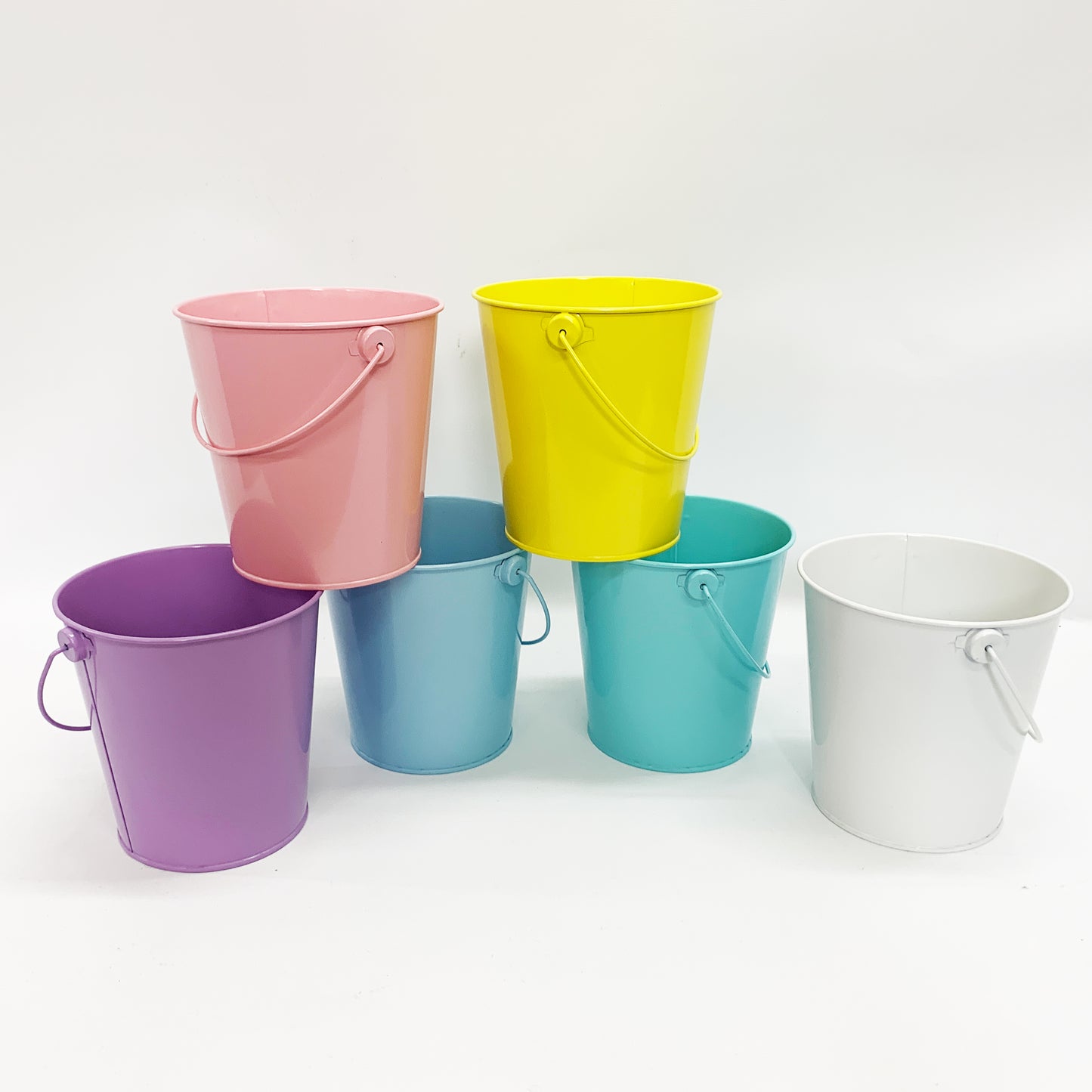 6PACK Metal Easter Buckets with Handle -12cm-