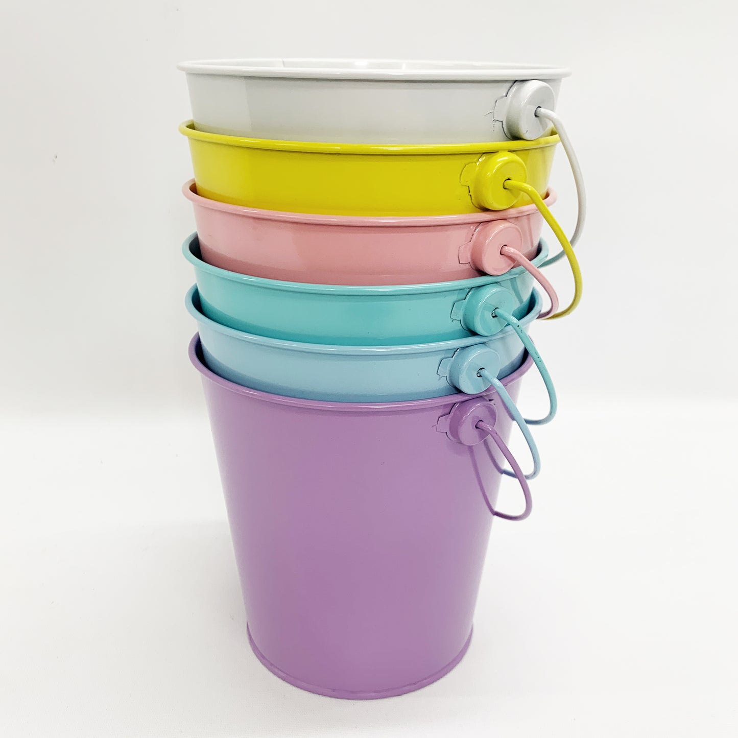 6PACK Metal Easter Buckets with Handle -12cm-