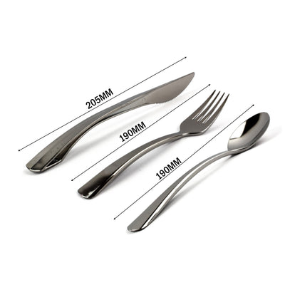 Reusable Flared Silver Plastic Cutlery Set