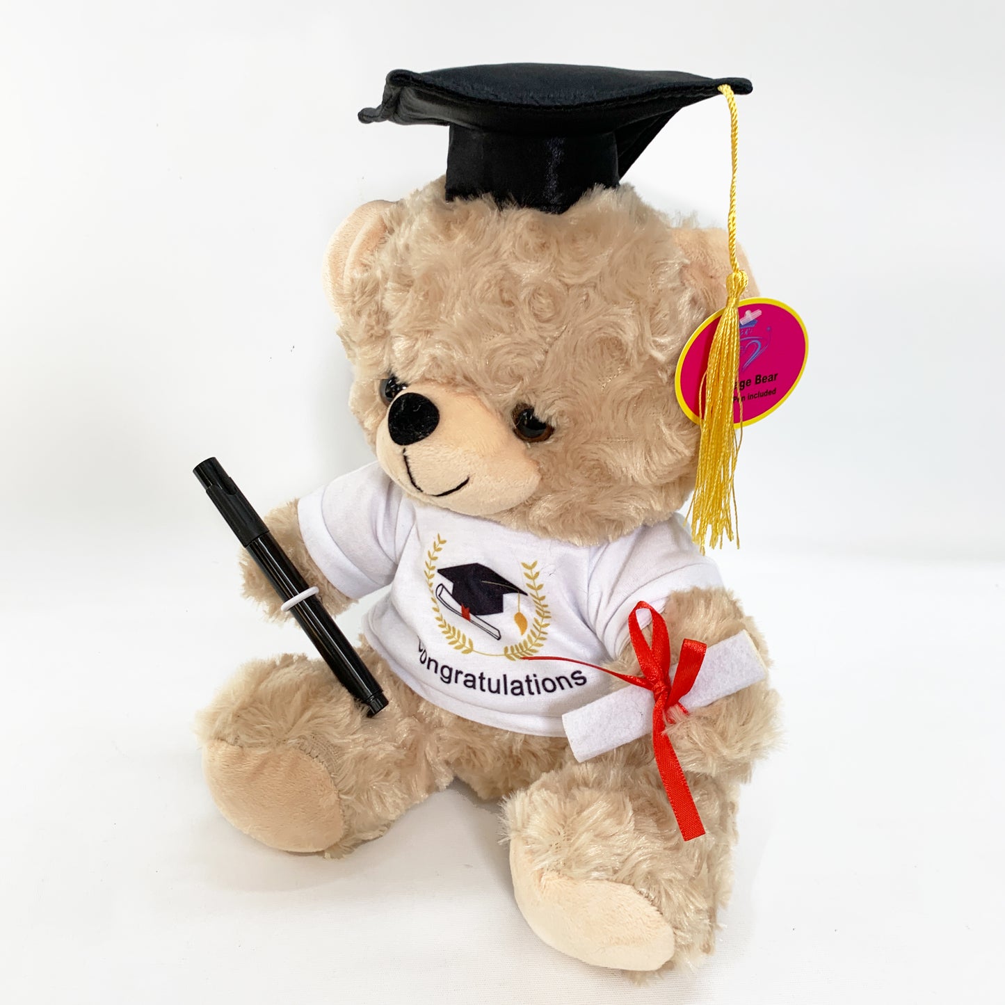 28cm Graduation Message Golden Brown Plush Bear Toy