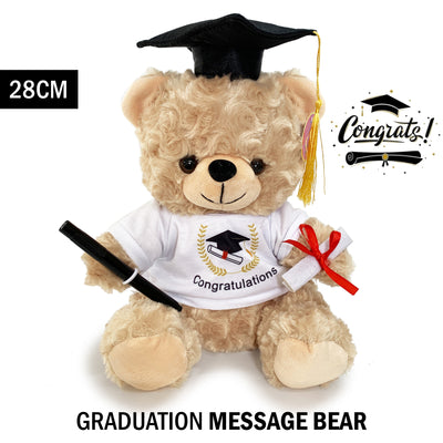 28cm Graduation Message Golden Brown Plush Bear Toy