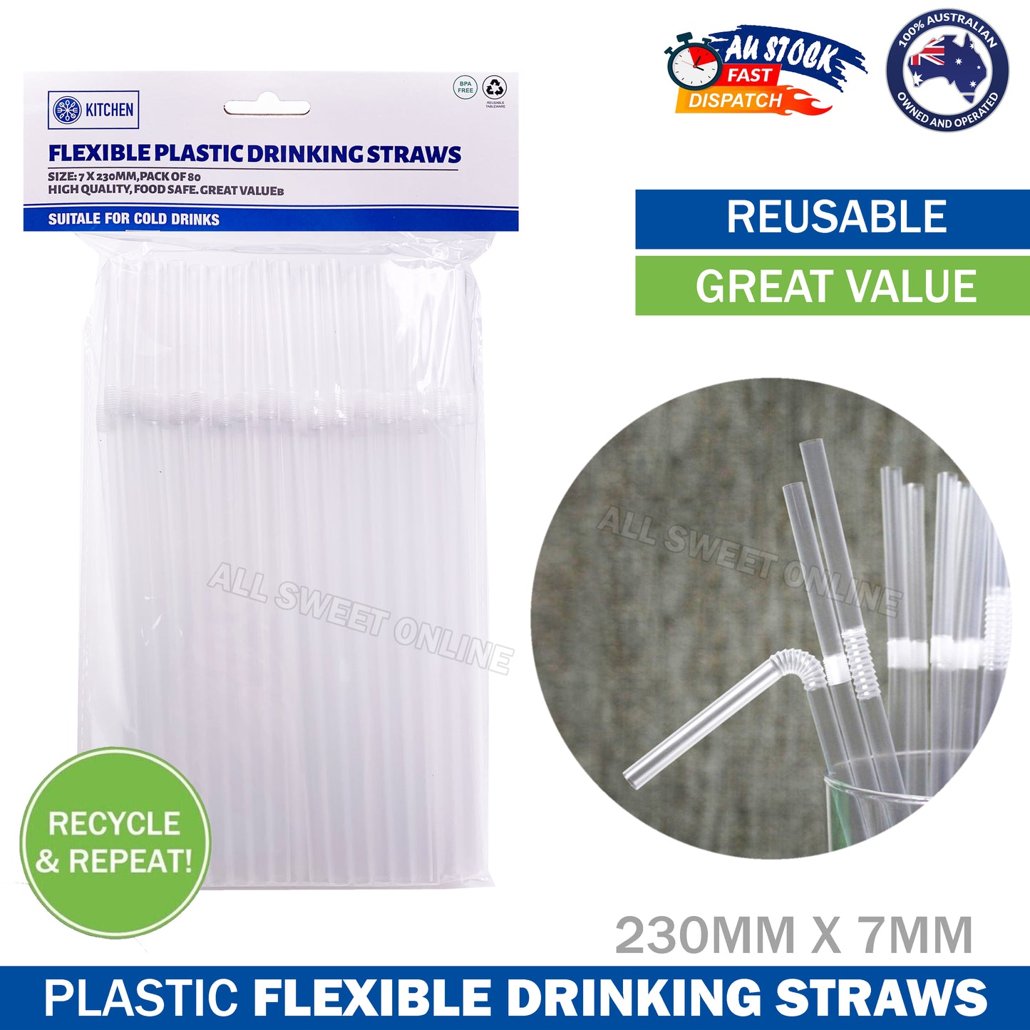 320pcs Clear Plastic Flexible Drinking Straws Bendable Straws 23cm