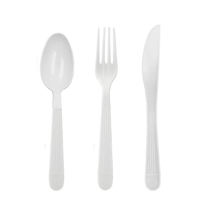 White Plastic Cutlery Embossed Designs