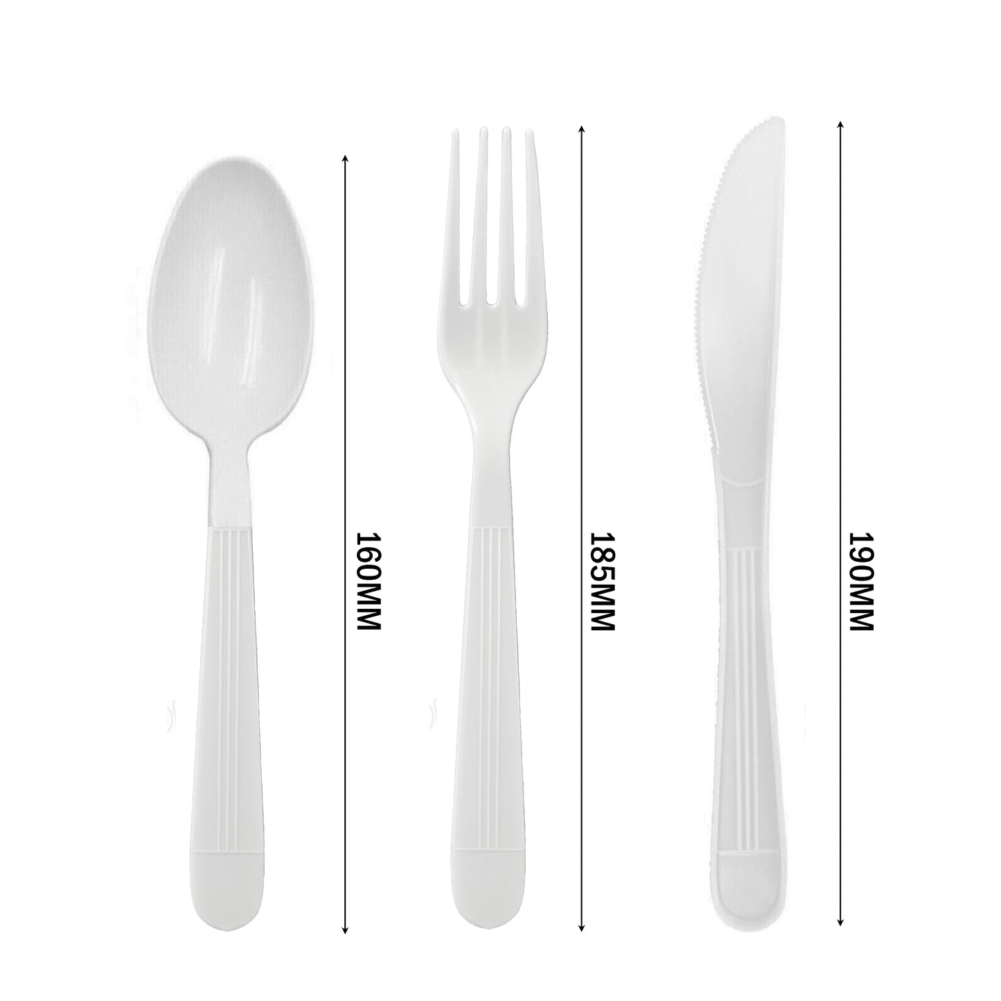 White Plastic Cutlery Embossed Designs