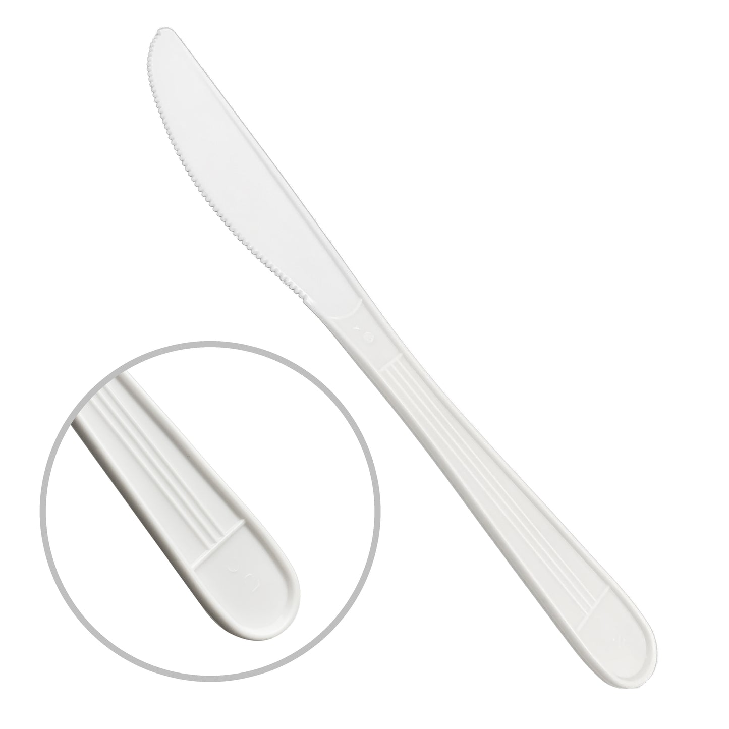 White Plastic Cutlery Embossed Designs