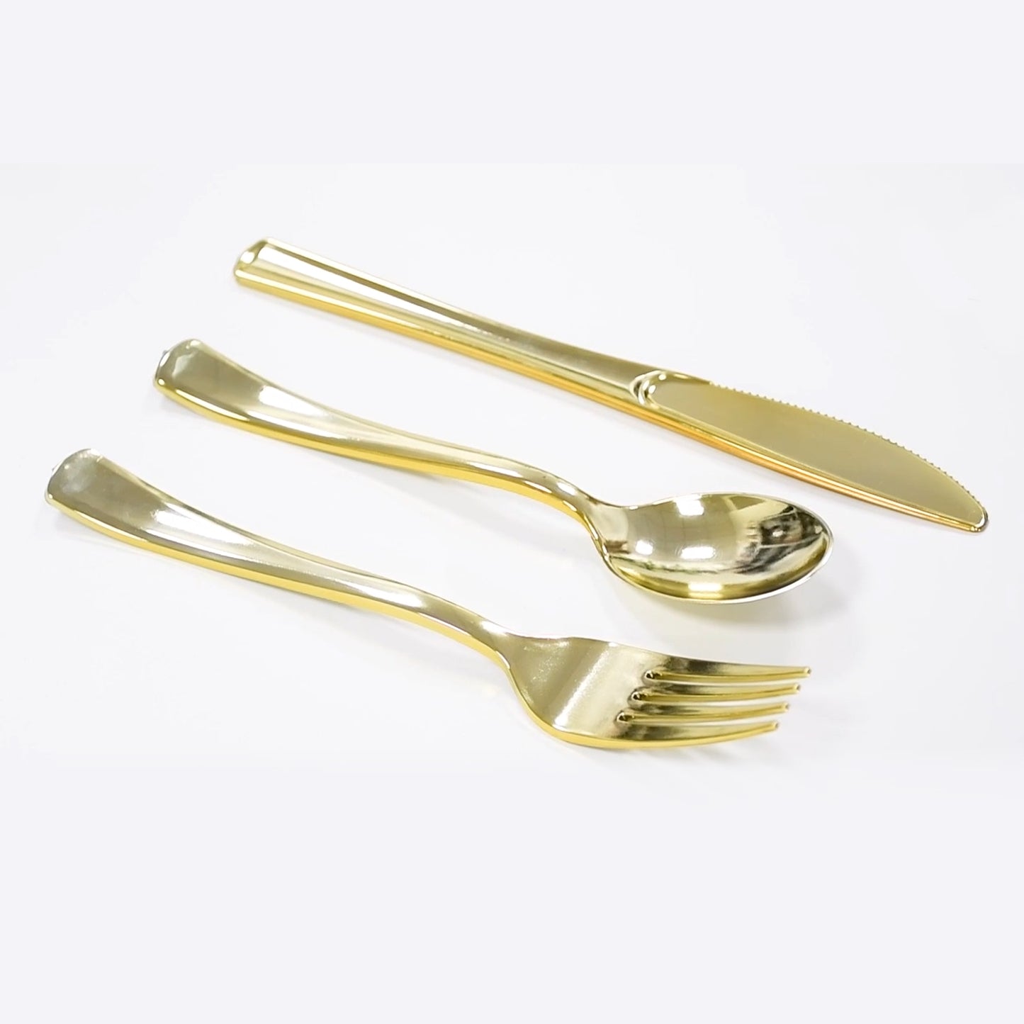 Reusable Metallic Gold Plastic Cutlery Set BULK