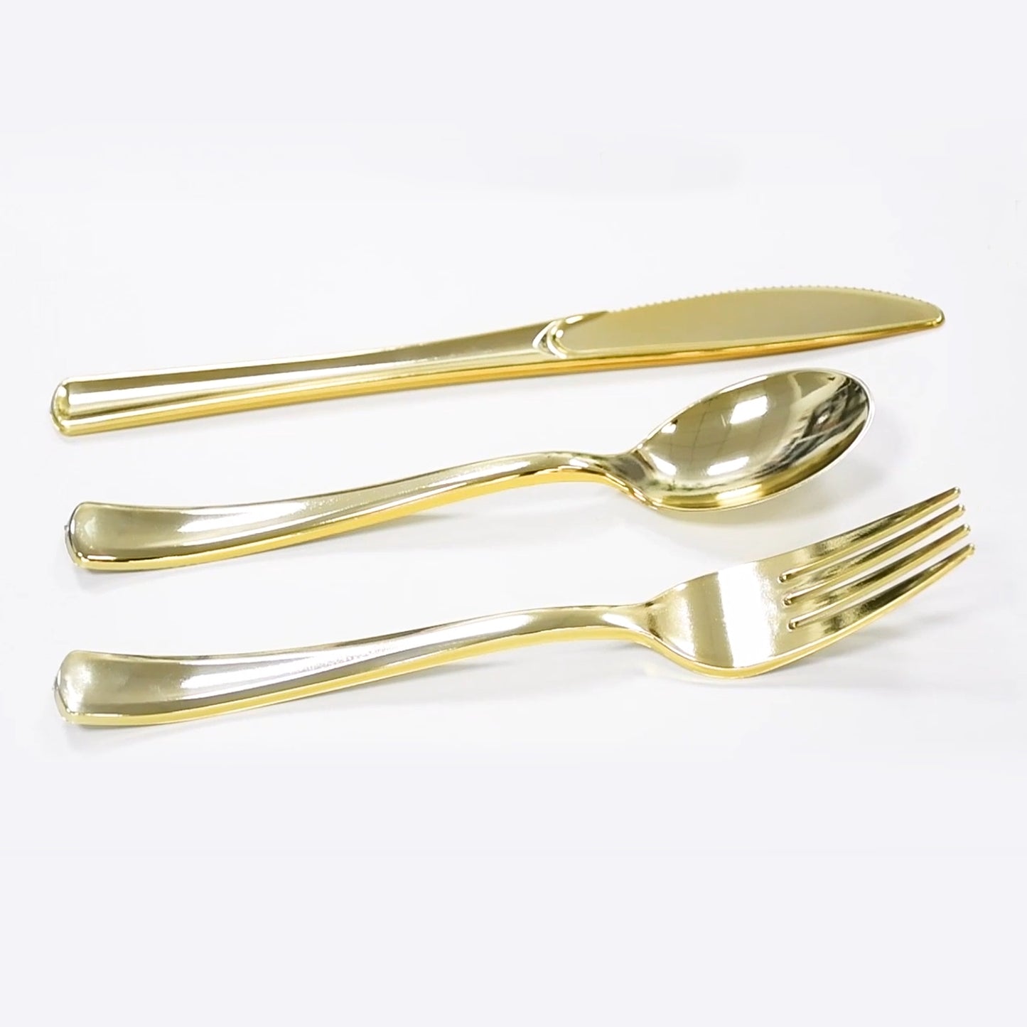 Reusable Metallic Gold Plastic Cutlery -BULK