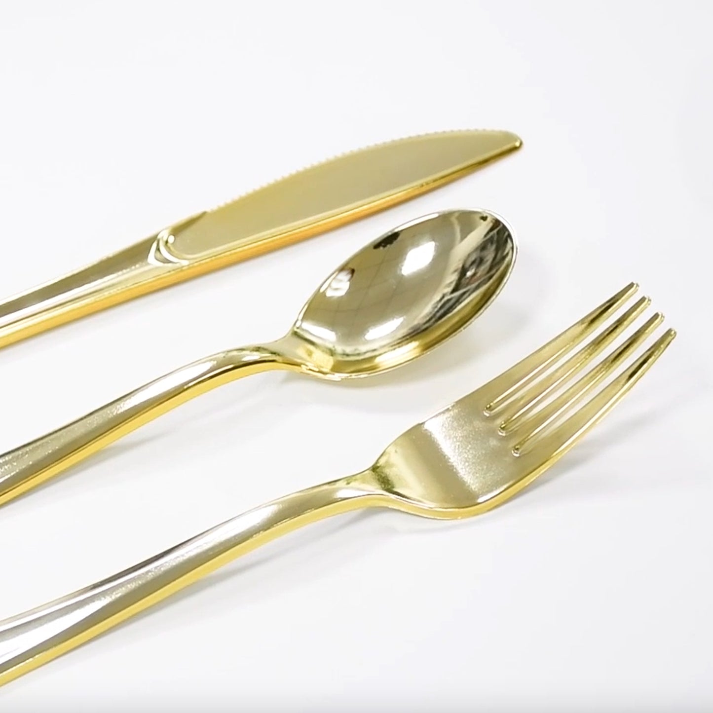 Reusable Metallic Gold Plastic Cutlery Set BULK