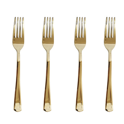 12 x Reusable Metallic Gold Plastic Forks